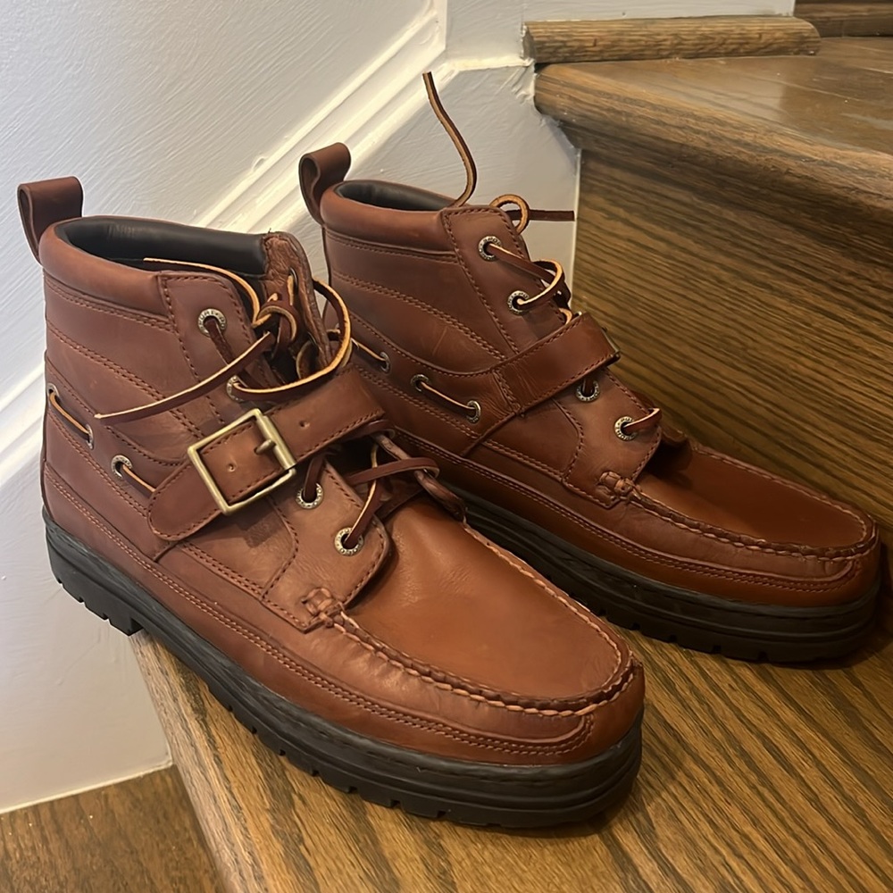 New Women’s Polo Sport Ralph Lauren brown winter lace-up boots